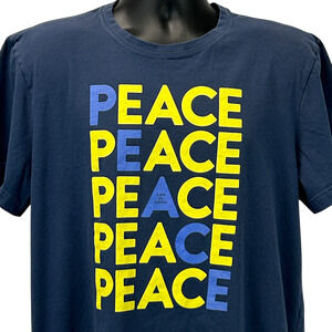 Life Is Good Peace T Shirt Blue Cotton Crusher Lite Graphic Tee Mens L Large